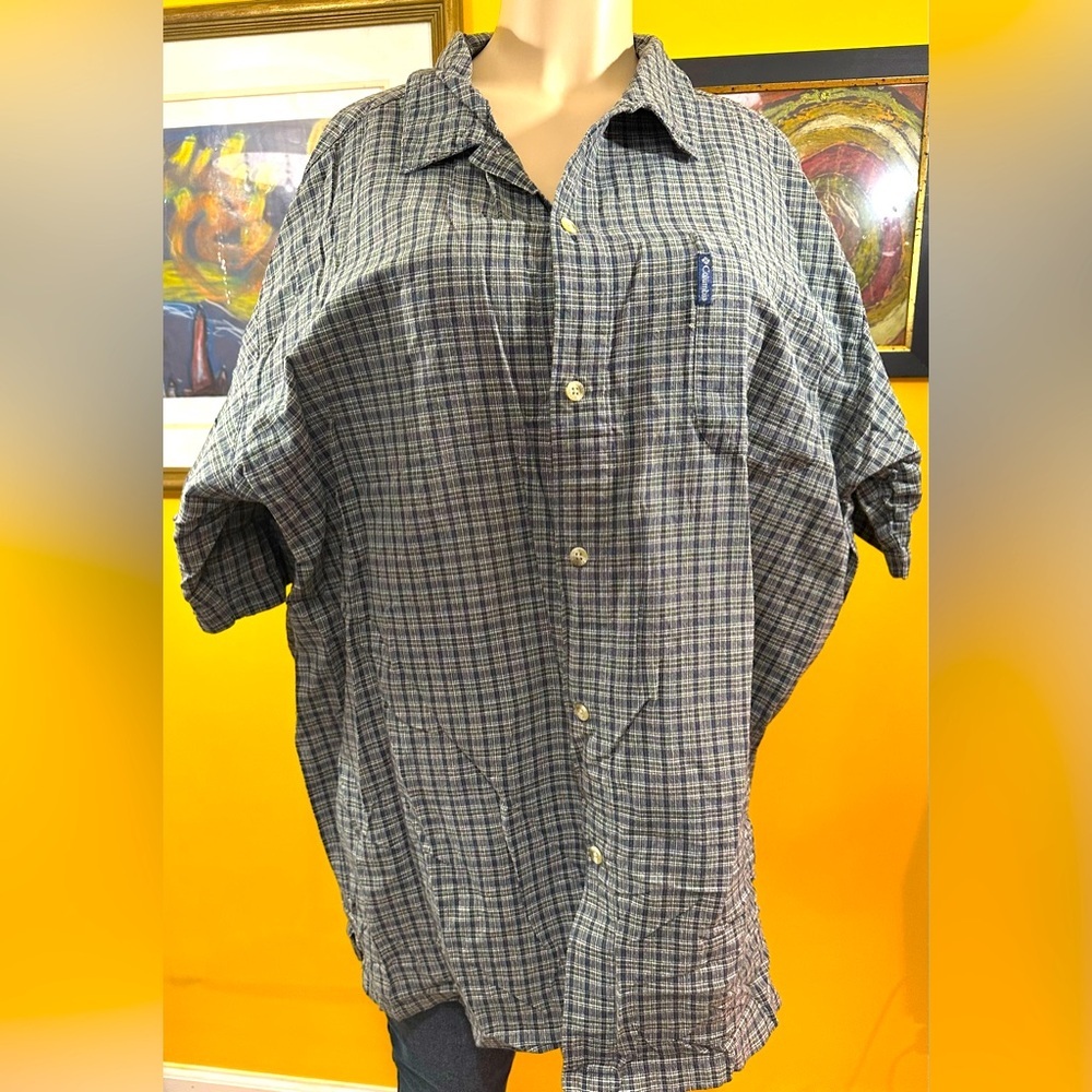 Columbia Sportswear Company Men’s Woven Blue Gray Short Sleeve Button Down Shirt